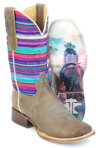 SALE Tin Haul® Ladies' Tan/Sunset Serape Square Toe Boots