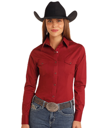 SALE Panhandle® Ladies' L/S Solid Color Snap Shirt
