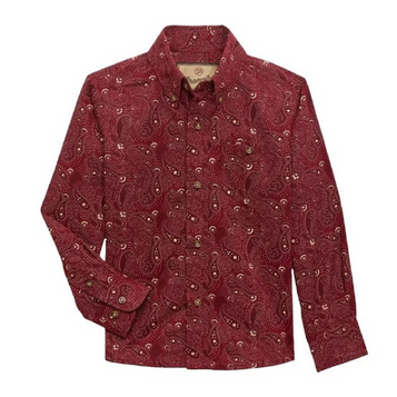 SALE Wrangler® Men's L/S Burgundy Paisley Relaxed Button Shirt