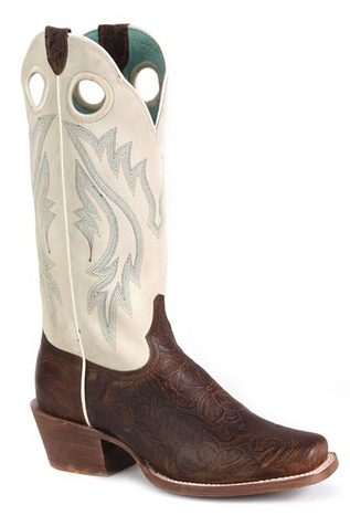 SALE Roper® Ladies' Brown/Cream Embossed Cutter Toe Boots