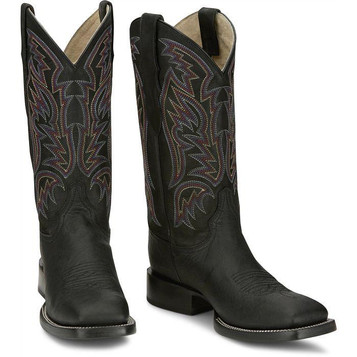 JUSTIN BOOT COMPANY Justin® Men's BlackThree Bars Smooth Ostrich Square Toe Boots JUSTIN BOOT COMPANY Justin® Men's BlackThree Bars Smooth Ostrich Square Toe Boots