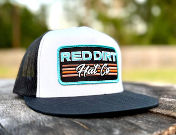Red Dirt Hat Co® Black/White Between the Lines Flat Bill Cap Red Dirt Hat Co® Black/White Between the Lines Flat Bill Cap