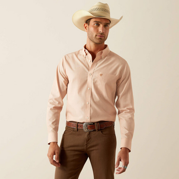 SALE Ariat® Men's L/S Solid Light Brown/Peach WF Fitted Button Shirt