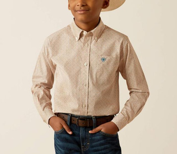 Ariat® Boys' L/S Johnny Brown/Orange Print Classic Fit  Button Shirt Ariat® Boys' L/S Johnny Brown/Orange Print Classic Fit  Button Shirt