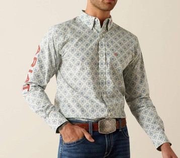 Ariat® Men's L/S Team Prestley Blue Diamond Print Button Shirt Ariat® Men's L/S Team Prestley Blue Diamond Print Button Shirt