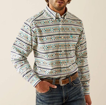 Ariat® Men's L/S Judge Turquoise Striped Classic Fit Button Shirt Ariat® Men's L/S Judge Turquoise Striped Classic Fit Button Shirt