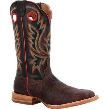 SALE Durango® Men's PRCA Chestnut/Black Shrunken Bullhide Square Toe Boots