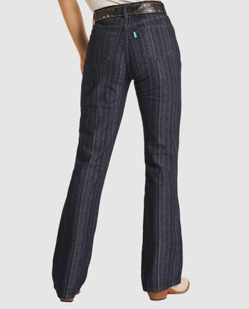 SALE Rock & Roll Hooey® Ladies' Med Wash HR Striped Boot Cut Jeans