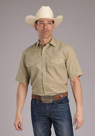 Roper® Men's S/S Tan Solid Snap Shirt Roper® Men's S/S Tan Solid Snap Shirt