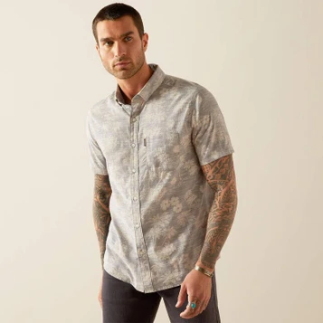SALE Ariat® Men's S/S Morris Grey Palm Print Modern Fit Button Shirt