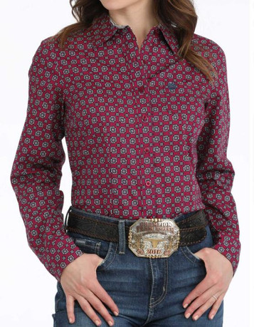ROCKY MOUNTAIN CLOTHING Cinch® Ladies' L/S Burgundy Medallion Print Button Shirt ROCKY MOUNTAIN CLOTHING Cinch® Ladies' L/S Burgundy Medallion Print Button Shirt