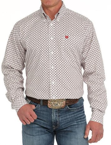 Cinch® Men's L/S White/Black Geo Print Button Shirt Cinch® Men's L/S White/Black Geo Print Button Shirt