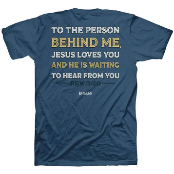 SALE Kerusso® Men's S/S Indigo Blue Behind Me Jesus Loves You T-Shirt