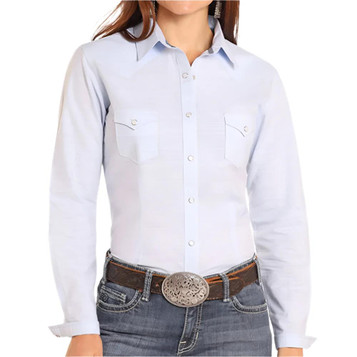 SALE Panhandle Slim® Ladies' L/S Light Blue Pearl Snap Shirt