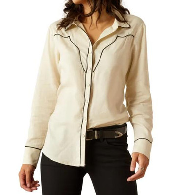 Ariat® Ladies' L/S Summer Sand Bluebell Western Yoke Snap Shirt