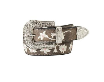 Angel Ranch® Girls' Grey Floral Embroidered Belt
