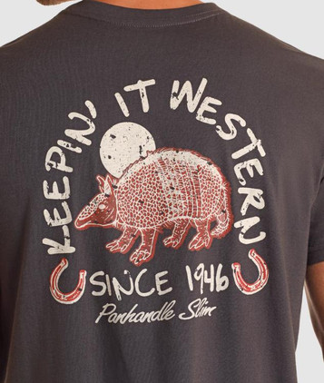 Panhandle® Men's S/S Charcoal Keepin' it Western Armadillo T-Shirt Panhandle® Men's S/S Charcoal Keepin' it Western Armadillo T-Shirt