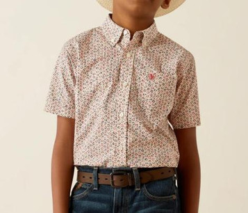 Ariat® Boys' S/S Chapman Red-Multi Print Classic Fit Button Shirt Ariat® Boys' S/S Chapman Red-Multi Print Classic Fit Button Shirt