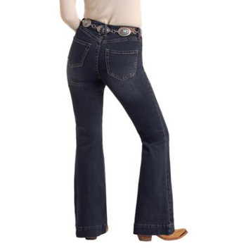 PANHANDLE SLIM Rock & Roll Denim® Ladies' Dark Wash HR Plain Pocket Trouser Jeans PANHANDLE SLIM Rock & Roll Denim® Ladies' Dark Wash HR Plain Pocket Trouser Jeans
