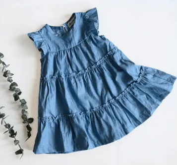 SALE Bailey's Blossoms® Infant Girls' Tiered Flutter Sleeve Denim Dress