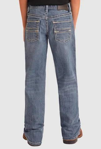 SALE Rock & Roll Denim® Boys' Two-Tone Embroidered Boot Cut Jeans