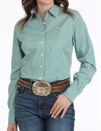 Cinch® Ladies' L/S Green-Multi Stripe Button Shirt Cinch® Ladies' L/S Green-Multi Stripe Button Shirt