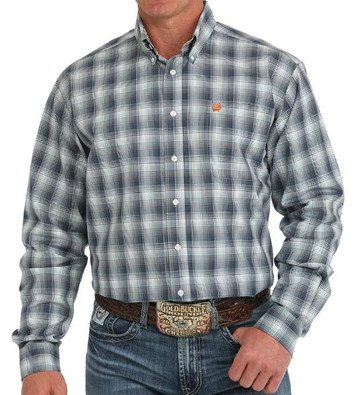 SALE Cinch® Men's L/S Multi-Blue Plaid Button Shirt