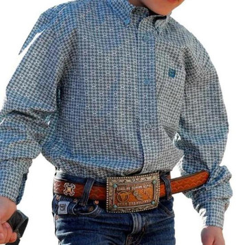 Cinch® Boys' L/S Light Blue Print Button Shirt Cinch® Boys' L/S Light Blue Print Button Shirt