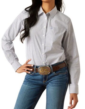 SALE Ariat® Ladies' L/S Kirby White Ocean Geo Button Shirt