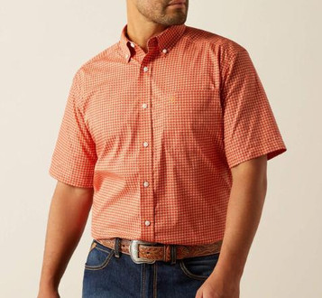 Ariat® Men's S/S Orange Geo Print Erik WF Classic Fit Button Shirt Ariat® Men's S/S Orange Geo Print Erik WF Classic Fit Button Shirt
