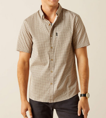 SALE Ariat® Men's S/S Maximo Khaki Print Modern Fit Button Shirt