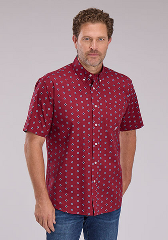 SALE Roper® Men's S/S Red Diamond Print Button Shirt