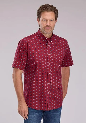 SALE Roper® Men's S/S Red Diamond Print Button Shirt