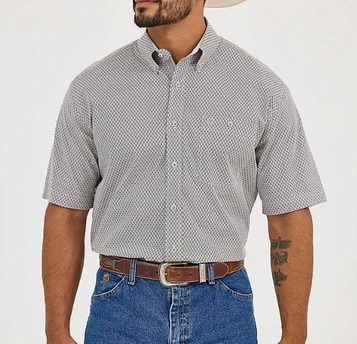 SALE Wrangler® George Strait™ Men's S/S Grey/Black Print Button Shirt