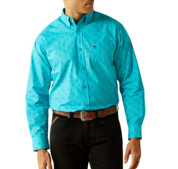 SALE Ariat® Men's L/S Wilke Turquoise Steerhead Print Classic Fit Button Shirt