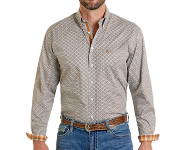 SALE Panhandle Slim® Men's L/S Tan Geo Print Button Shirt