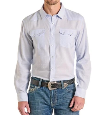 SALE Panhandle Slim® Men's L/S Powder Blue Diamond Print Snap Shirt
