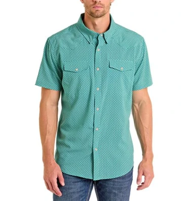 SALE Panhandle Slim® Men's S/S Turquoise Diamond Print Button Shirt