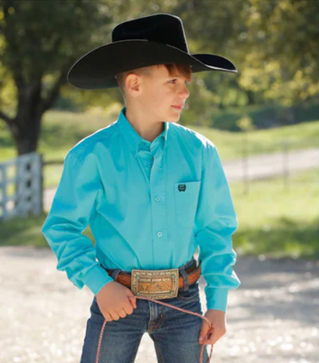 SALE Cinch® Boys' L/S Solid Turquoise Button Shirt