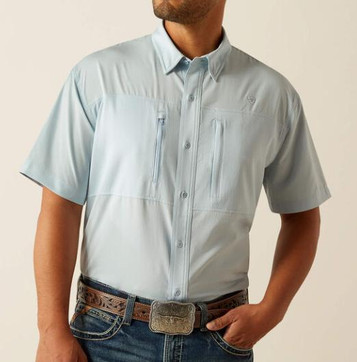 SALE Ariat® Men's S/S Papyrus Dusty Blue VentTEK Classic Fit Button Shirt