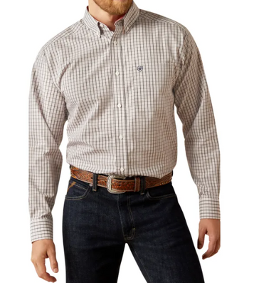 SALE Ariat® Men's L/S Grey/Red Plaid WF Drew Classic Fit Button Shirt