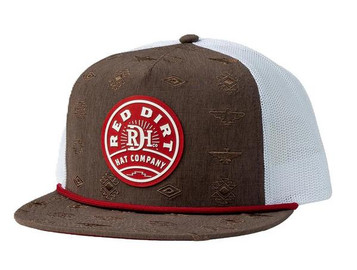 Red Dirt Hat Co® The Ruins Brown/White with Red Rope Flat Bill Cap Red Dirt Hat Co® The Ruins Brown/White with Red Rope Flat Bill Cap