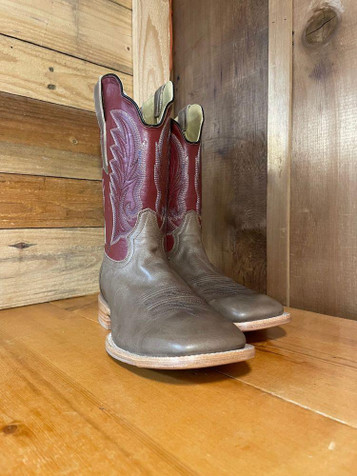 SALE R.Watson® Men's Charcoal Cowhide and Burgundy Old Fashioned Boots