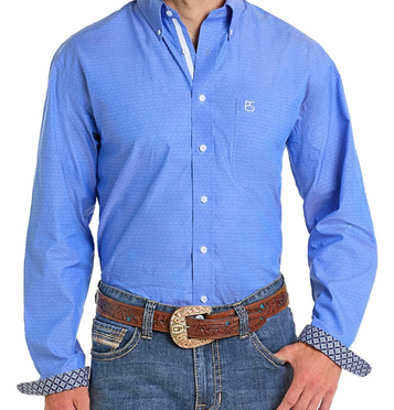 SALE Panhandle Slim® Men's L/S Solid Dobby Blue Button Shirt