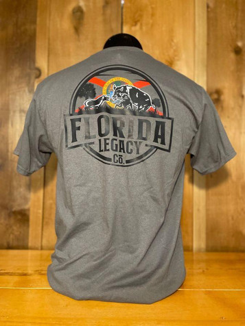 Florida Legacy® Men's S/S Charcoal Hog Hunt/ FL Flag T-Shirt Florida Legacy® Men's S/S Charcoal Hog Hunt/ FL Flag T-Shirt