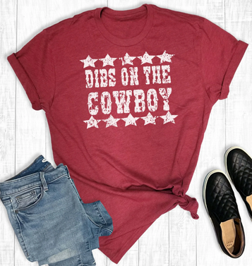 SALE Rebel Rose® Ladies' S/S Cardinal Red Dibs On The Cowboy T-Shirt