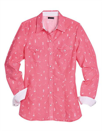 KARMAN, INC. Tin Haul® Ladies' L/S Pink Western Ditzy Print Snap Shirt