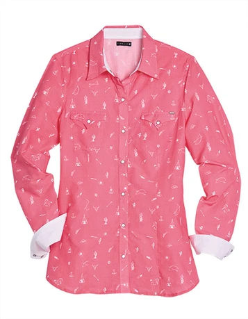 SALE Tin Haul® Ladies' L/S Pink Western Ditzy Print Snap Shirt