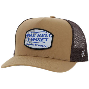 HOOEY, LLC Hooey® Tan/Black John Wayne The Hell I Won't Trucker Cap HOOEY, LLC Hooey® Tan/Black John Wayne The Hell I Won't Trucker Cap