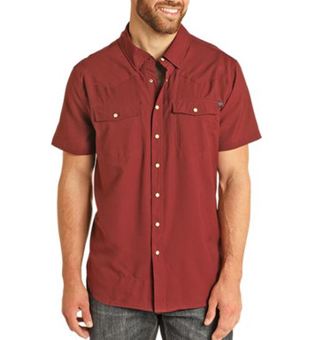 Rock & Roll Denim® Men's S/S Solid TEK Western Snap Shirt